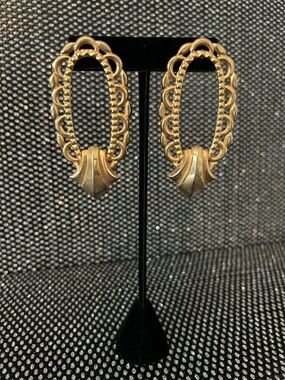 Gold-Tone Scalloped Loop Drop Earrings